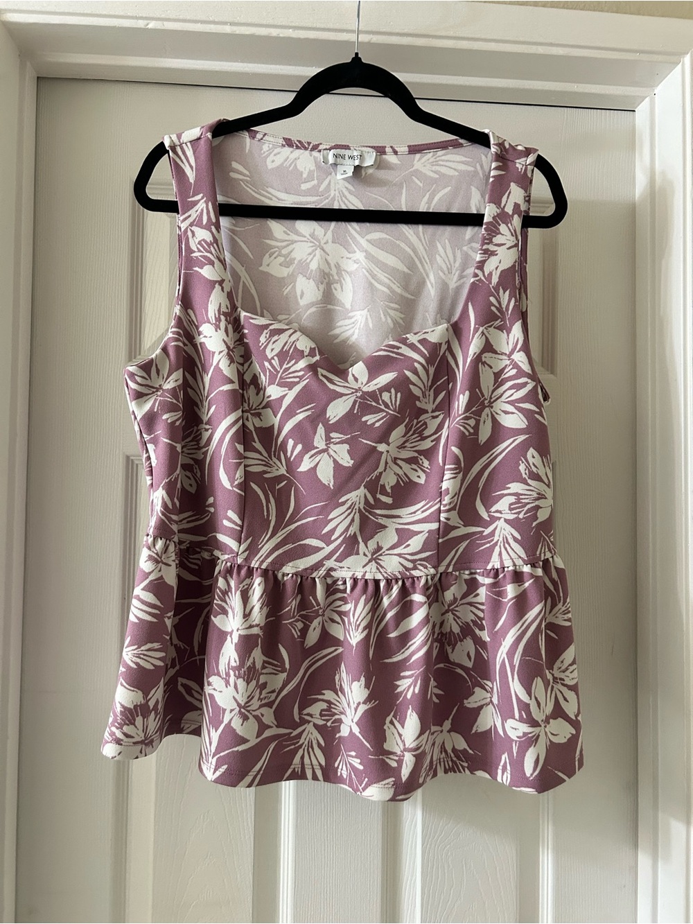 Nine West Mauve and White Floral Peplum Camisole